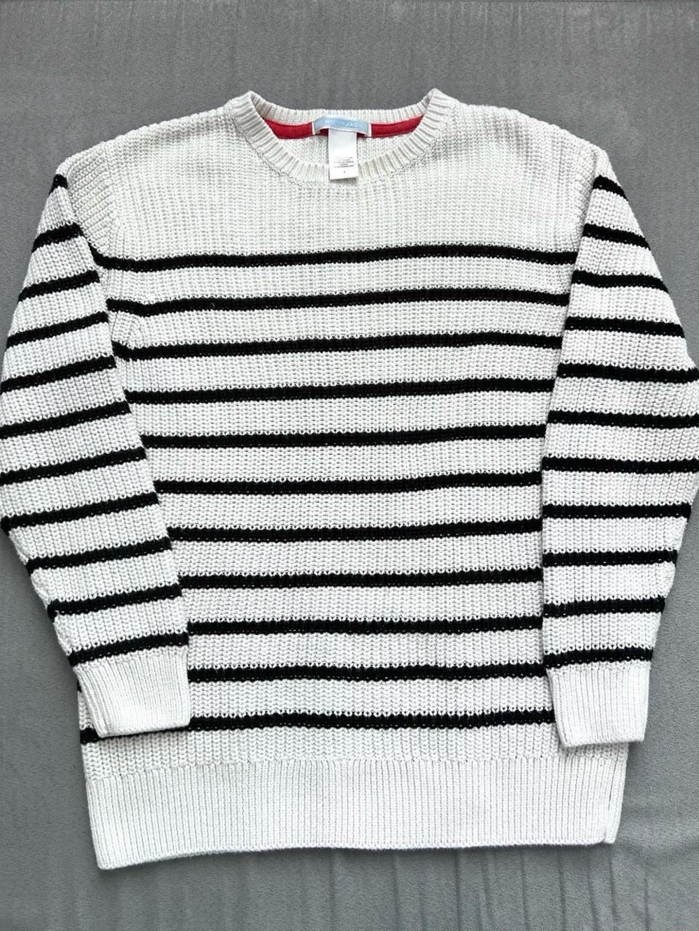 Janie and Jack Boys size 7 knit Black & White Striped Crewneck Sweater
